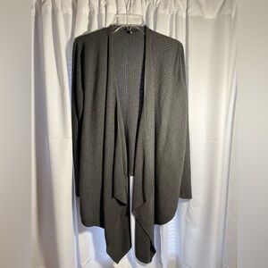 Women’s EILEEN FISHER Grey Wool Open Front Asymmetrical Drape Cardigan Sz M